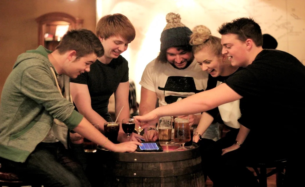 Teams taking part in an interactive quiz